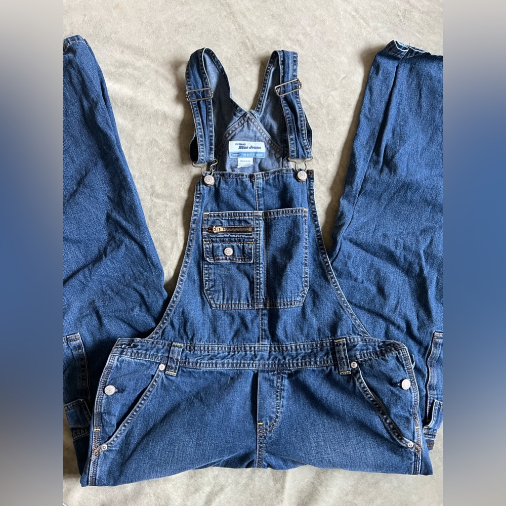 Old Navy Denim Overalls Women's Size Medium Wide-Leg Non-Stretch Jean Overalls